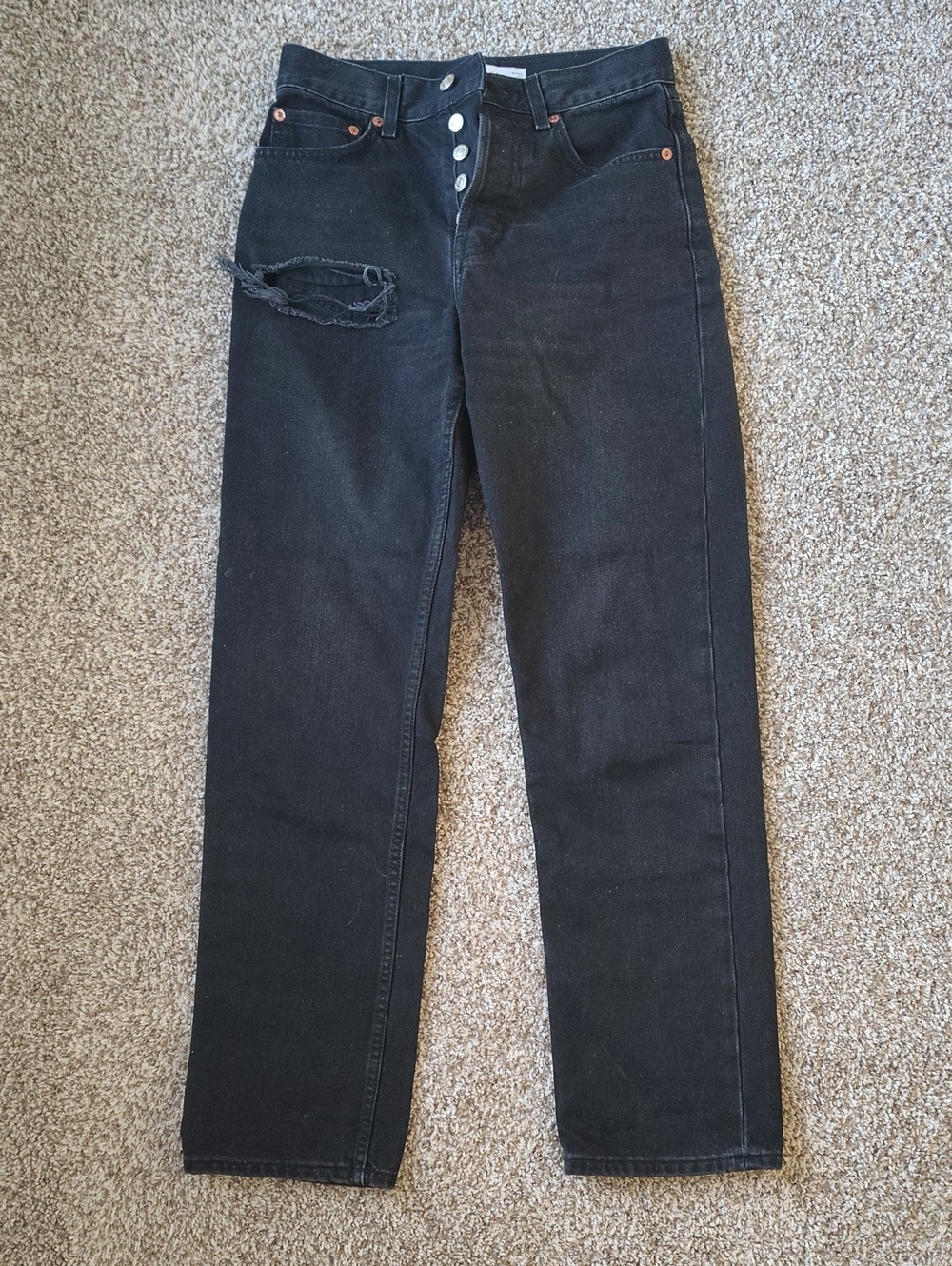 Topshop Black Dad Straight Jeans Classic Fit W 25